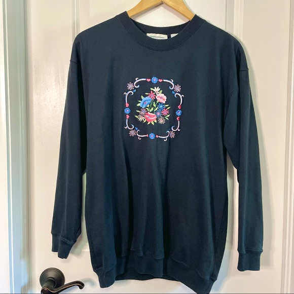 Vintage Embroidered Floral Sweater - Medium - Picture 4 of 6